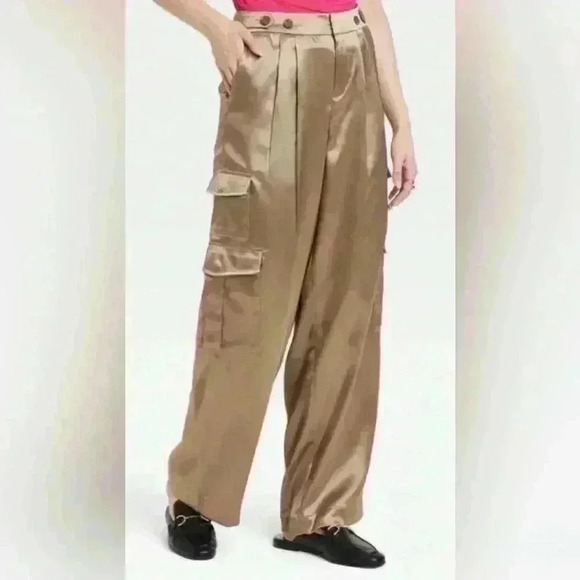 Women's High-Rise Satin Cargo Pants - A New Day Copper, Size 2 - Picture 1 of 5